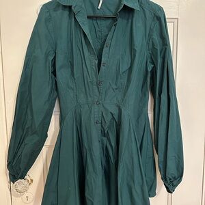 Teal free people Button-Up Women's Dress